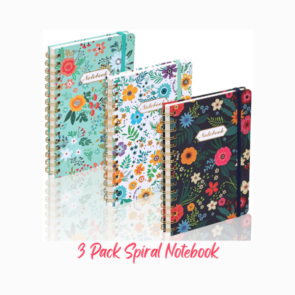 3 Pack Spiral Floral Notebook